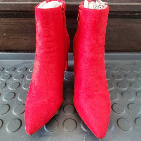 Dream Pairs Sianna-1 Chunky High Heel Ankle Booties Red Size 10 - Picture 1 of 8